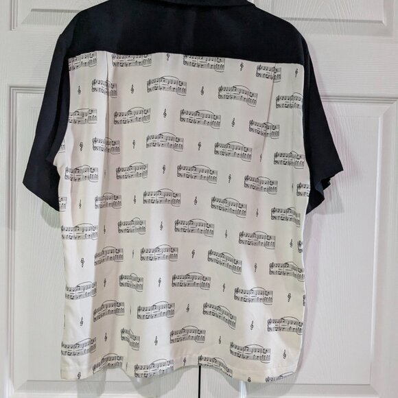 Elvis Presley's Memphis Men's Vintage Bowling Shirt, Small, Music Notes Pattern - Picture 7 of 13